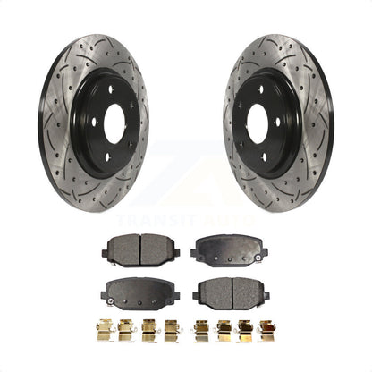 [Arrière] Kit de disque (percé rainuré revêtu) et plaquette (semi-métallique) de frein pour Dodge Grand Caravan Journey Chrysler Town & Country Ram C/V Volkswagen Routan KDF-100470 par Transit Auto