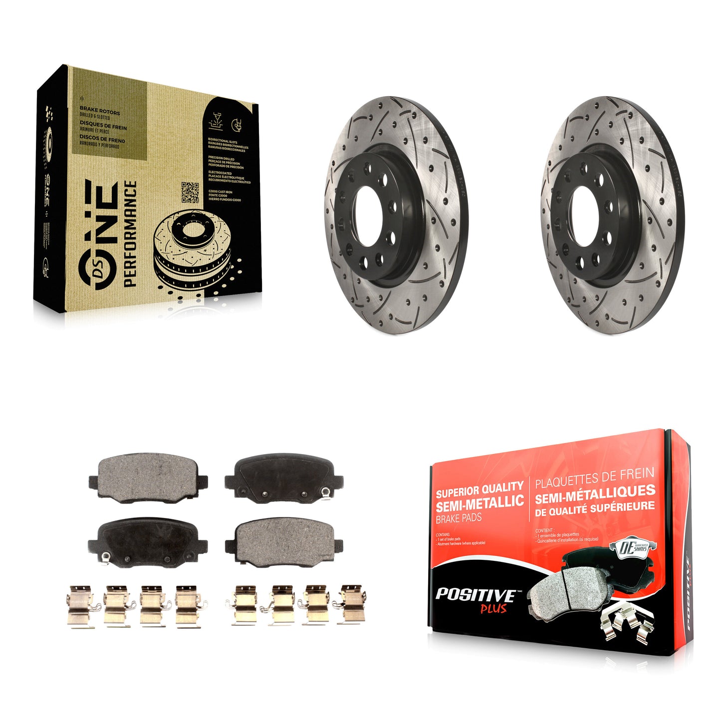 [Arrière] Kit de disque (percé rainuré revêtu) et plaquette (semi-métallique) de frein pour Jeep Cherokee Chrysler 200 KDF-100472