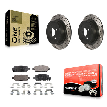 [Arrière] Kit de disque (percé rainuré revêtu) et plaquette (semi-métallique) de frein pour Nissan Altima Sentra Maxima Juke KDF-100474