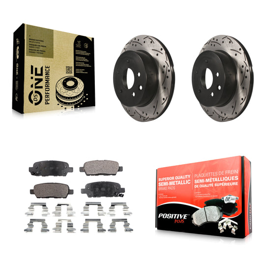 [Arrière] Kit de disque (percé rainuré revêtu) et plaquette (semi-métallique) de frein pour Nissan Rogue Sport INFINITI G35 Select LEAF Juke 350Z Qashqai X-Trail KDF-100475