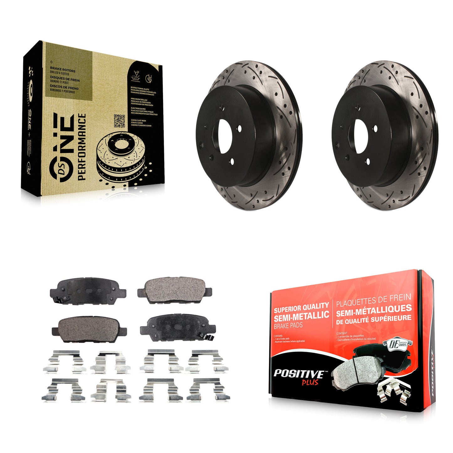 [Arrière] Kit de disque (percé rainuré revêtu) et plaquette (semi-métallique) de frein pour Nissan Murano INFINITI Pathfinder QX60 Q50 Quest FX35 JX35 Q60 M37 QX70 Q70 Q70L FX45 FX37 M56 M35h KDF-100476