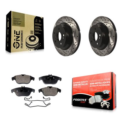 [Arrière] Kit de disque (percé rainuré revêtu) et plaquette (semi-métallique) de frein pour Mercedes-Benz GLK350 E350 GLK250 KDF-100477