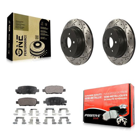 [Arrière] Kit de disque (percé rainuré revêtu) et plaquette (semi-métallique) de frein pour Nissan INFINITI Maxima G37 G35 M35 370Z 350Z QX50 EX35 G25 M45 Q40 EX37 Z KDF-100481