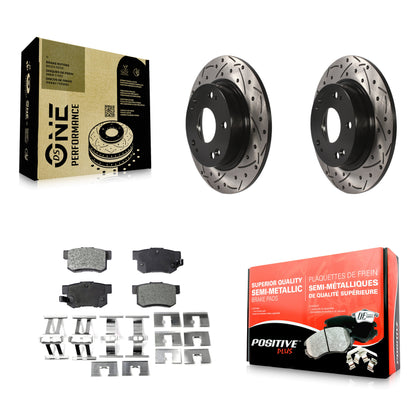 [Arrière] Kit de disque (percé rainuré revêtu) et plaquette (semi-métallique) de frein pour Honda Civic Acura ILX CSX KDF-100482