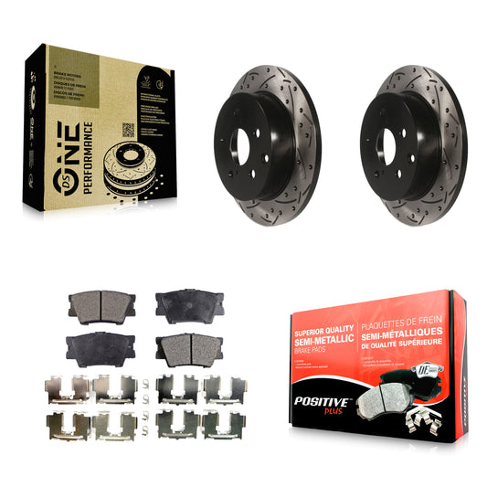 [Arrière] Kit de disque (percé rainuré revêtu) et plaquette (semi-métallique) de frein pour Toyota RAV4 Lexus HS250h KDF-100486