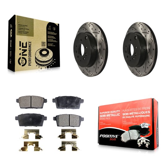 [Arrière] Kit de disque (percé rainuré revêtu) et plaquette (semi-métallique) de frein pour 2007-2015 Mazda CX-9 KDF-100491