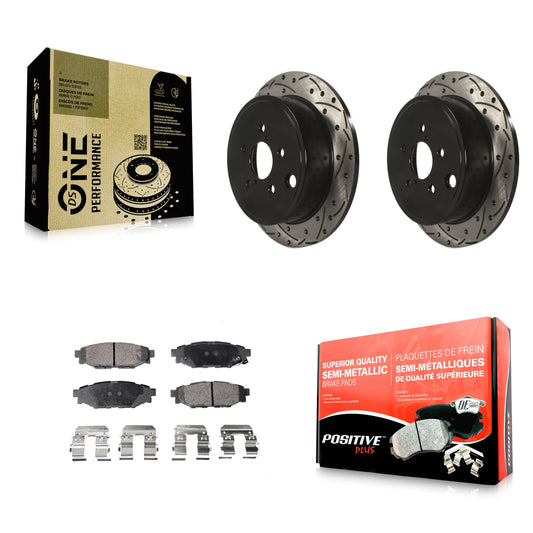 [Arrière] Kit de disque (percé rainuré revêtu) et plaquette (semi-métallique) de frein pour Subaru Outback Impreza Forester Legacy Scion FR-S BRZ WRX KDF-100499