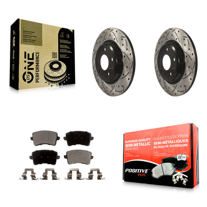 [Arrière] Kit de disque (percé rainuré revêtu) et plaquette (semi-métallique) de frein pour Audi Q5 A4 Quattro A5 allroad S5 KDF-100502