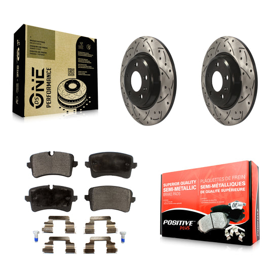 [Arrière] Kit de disque (percé rainuré revêtu) et plaquette (semi-métallique) de frein pour Audi A7 Quattro A6 KDF-100503