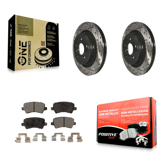 [Arrière] Kit de disque (percé rainuré revêtu) et plaquette (semi-métallique) de frein pour 2010-2017 Volvo XC60 KDF-100508
