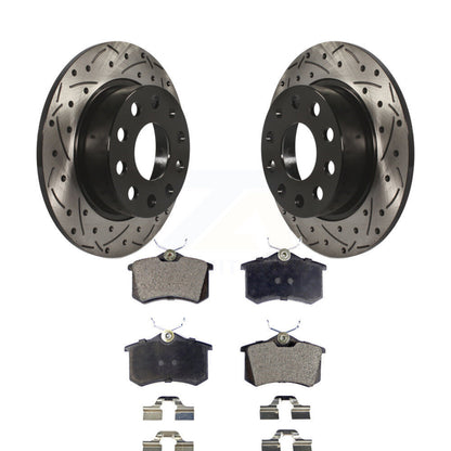 [Arrière] Kit de disque (percé rainuré revêtu) et plaquette (semi-métallique) de frein pour 2011 Volkswagen Jetta avec 253mm Diameter Rotor KDF-100515