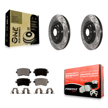 [Arrière] Kit de disque (percé rainuré revêtu) et plaquette (semi-métallique) de frein pour Audi Q5 A5 SQ5 Quattro S5 A4 KDF-100517