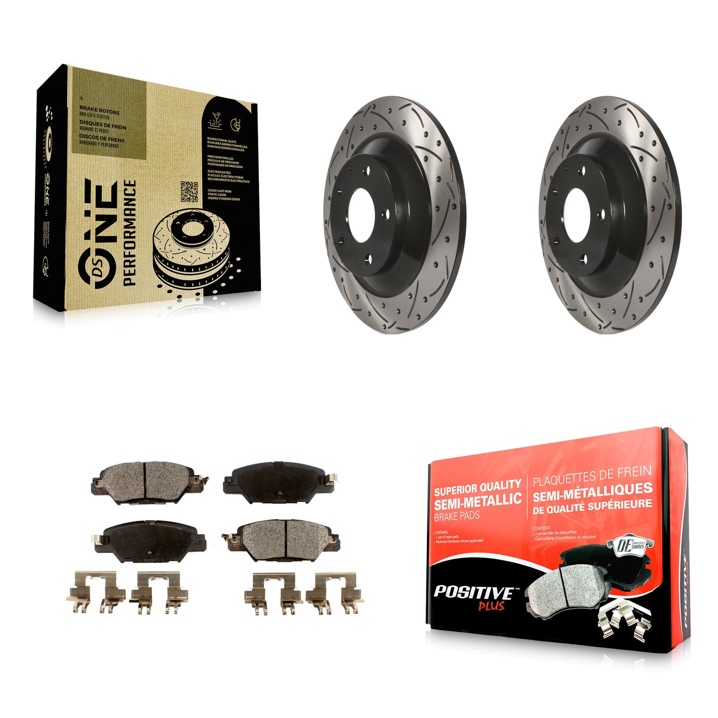 [Arrière] Kit de disque (percé rainuré revêtu) et plaquette (semi-métallique) de frein pour Mazda CX-5 KDF-100529