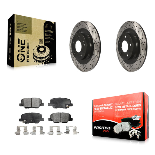 [Arrière] Kit de disque (percé rainuré revêtu) et plaquette (semi-métallique) de frein pour Mitsubishi Outlander Sport PHEV RVR KDF-100531