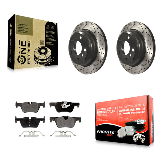 [Arrière] Kit de disque (percé rainuré revêtu) et plaquette (semi-métallique) de frein pour BMW 328i xDrive 320i 330i 428i 430i Gran Coupe GT 328d KDF-100537