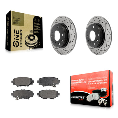 [Arrière] Kit de disque (percé rainuré revêtu) et plaquette (semi-métallique) de frein pour Mazda 3 Sport KDF-100539