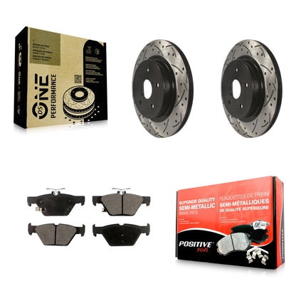 [Arrière] Kit de disque (percé rainuré revêtu) et plaquette (semi-métallique) de frein pour Subaru Outback Legacy WRX KDF-100540