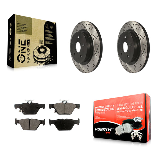 [Arrière] Kit de disque (percé rainuré revêtu) et plaquette (semi-métallique) de frein pour Subaru Outback Legacy WRX KDF-100540