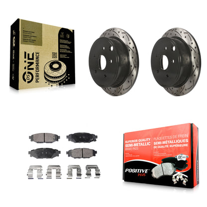 [Arrière] Kit de disque (percé rainuré revêtu) et plaquette (semi-métallique) de frein pour Subaru WRX KDF-100542