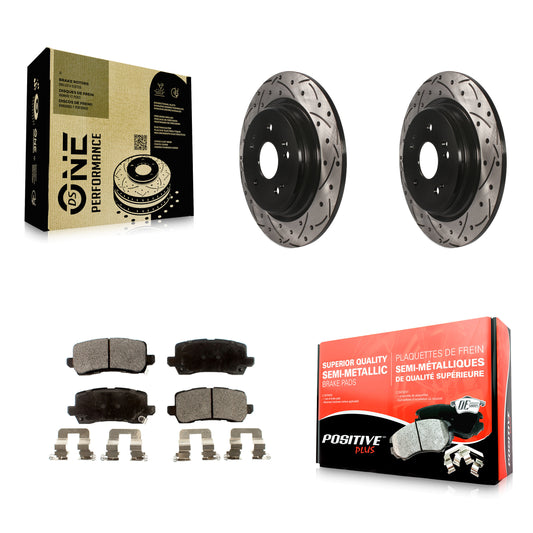 [Arrière] Kit de disque (percé rainuré revêtu) et plaquette (semi-métallique) de frein pour 2015-2020 Acura TLX KDF-100543