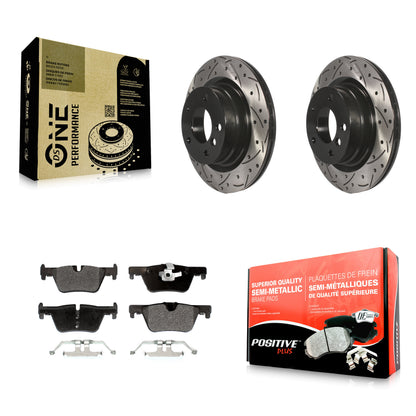 [Arrière] Kit de disque (percé rainuré revêtu) et plaquette (semi-métallique) de frein pour BMW 328i 320i 428i 228i 230i 328d xDrive KDF-100544