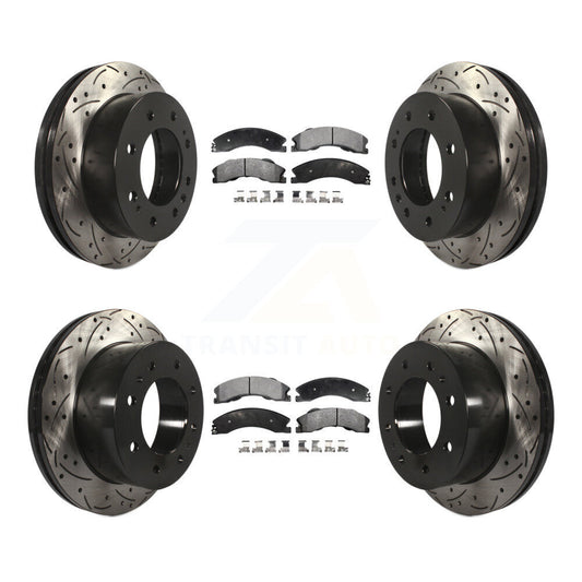[Avant + Arrière] Kit de disque (percé rainuré revêtu) et plaquette (semi-métallique) de frein pour Chevrolet Silverado 2500 HD GMC Sierra 3500 Suburban KDF-100547