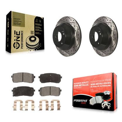 [Arrière] Kit de disque (percé rainuré revêtu) et plaquette (semi-métallique) de frein pour 2015-2021 Kia Sedona KDF-100555