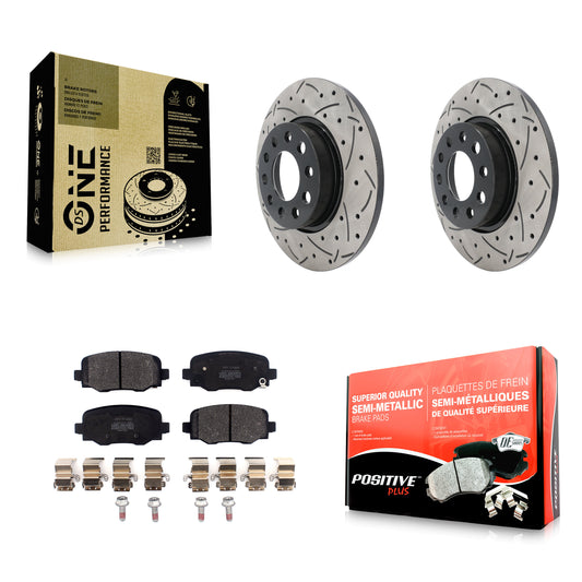 [Arrière] Kit de disque (percé rainuré revêtu) et plaquette (semi-métallique) de frein pour Jeep Renegade Fiat 500X KDF-100563