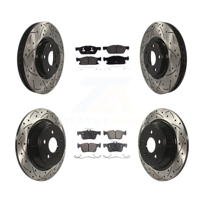 [Avant + Arrière] Kit de disque (percé rainuré revêtu) et plaquette (semi-métallique) de frein pour 2018 Lincoln Continental avec 316mm Diameter Rotor KDF-100566