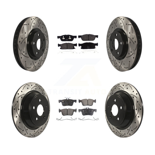 [Avant + Arrière] Kit de disque (percé rainuré revêtu) et plaquette (semi-métallique) de frein pour 2018 Lincoln Continental avec 316mm Diameter Rotor KDF-100566