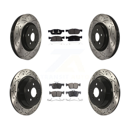 [Avant + Arrière] Kit de disque (percé rainuré revêtu) et plaquette (semi-métallique) de frein pour Ford Fusion Lincoln MKZ Continental KDF-100568