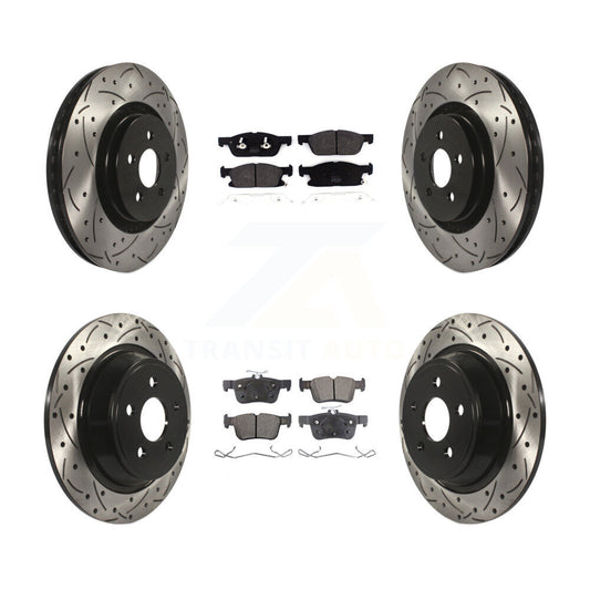[Avant + Arrière] Kit de disque (percé rainuré revêtu) et plaquette (semi-métallique) de frein pour Ford Fusion Lincoln MKZ Continental KDF-100568