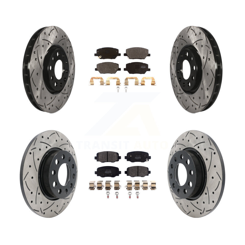 [Avant + Arrière] Kit de disque (percé rainuré revêtu) et plaquette (semi-métallique) de frein pour Jeep Renegade Fiat 500X KDF-100569