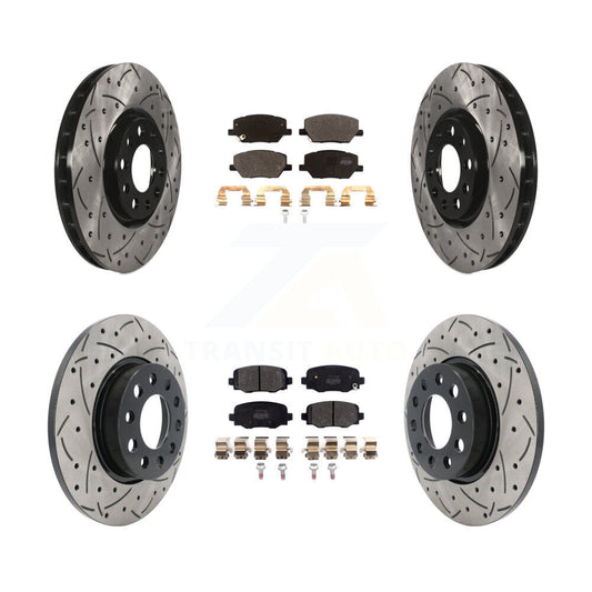[Avant + Arrière] Kit de disque (percé rainuré revêtu) et plaquette (semi-métallique) de frein pour Jeep Renegade Fiat 500X KDF-100569