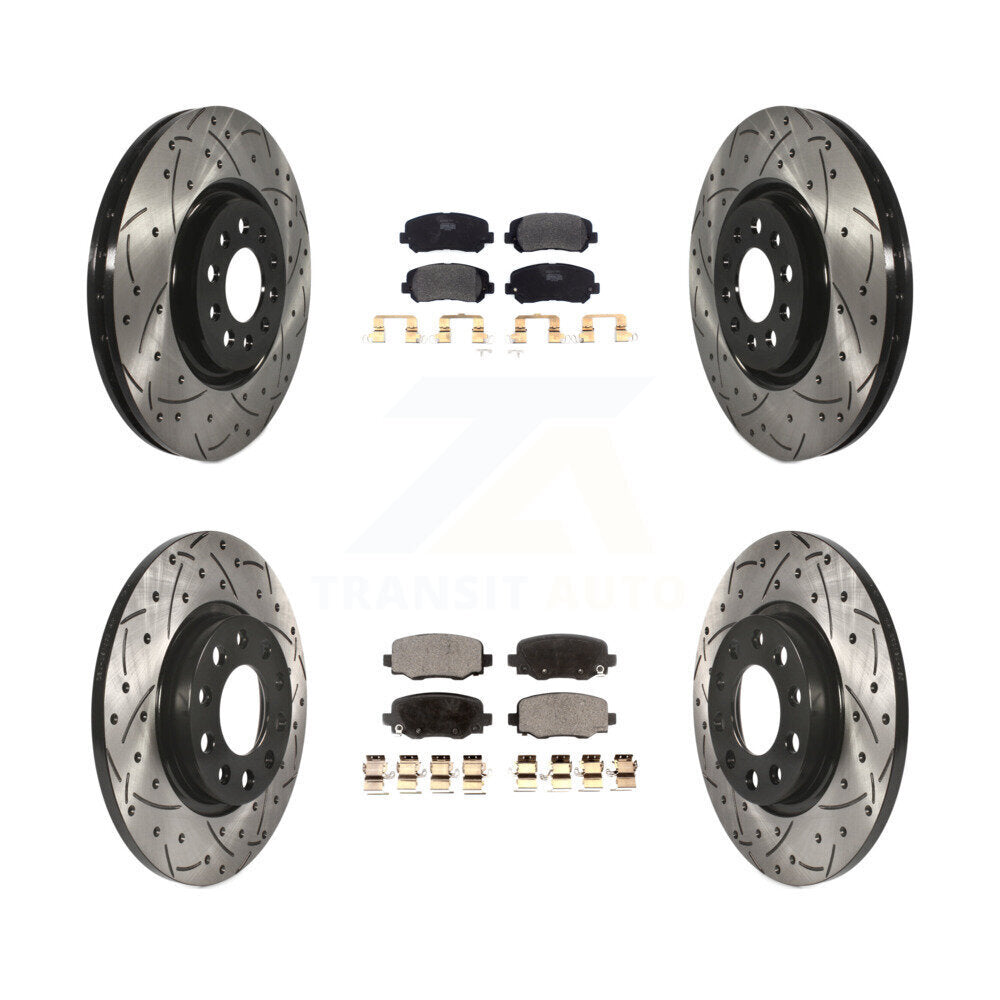 [Avant + Arrière] Kit de disque (percé rainuré revêtu) et plaquette (semi-métallique) de frein pour Jeep Cherokee Chrysler 200 KDF-100570