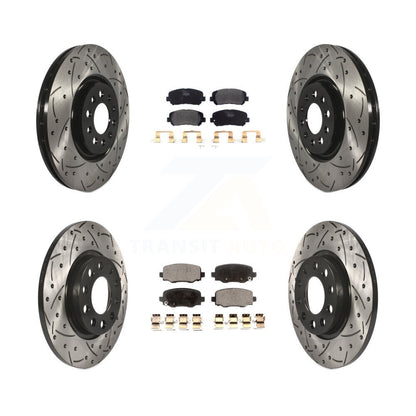 [Avant + Arrière] Kit de disque (percé rainuré revêtu) et plaquette (semi-métallique) de frein pour Jeep Cherokee Chrysler 200 KDF-100570
