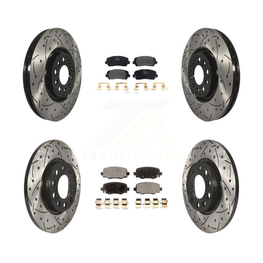 [Avant + Arrière] Kit de disque (percé rainuré revêtu) et plaquette (semi-métallique) de frein pour Jeep Cherokee Chrysler 200 KDF-100570