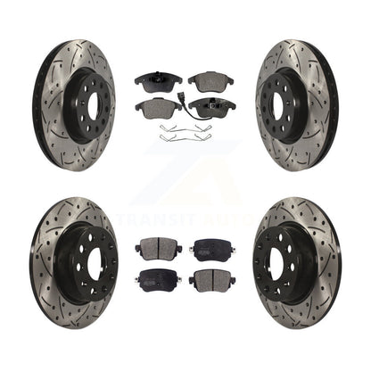 [Avant + Arrière] Kit de disque (percé rainuré revêtu) et plaquette (semi-métallique) de frein pour Volkswagen Passat KDF-100572