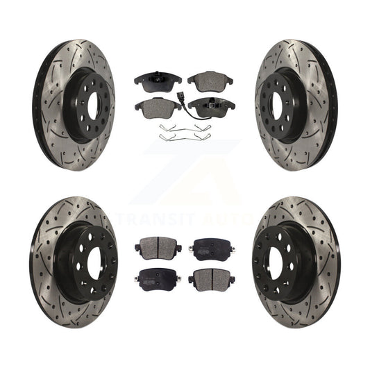 [Avant + Arrière] Kit de disque (percé rainuré revêtu) et plaquette (semi-métallique) de frein pour Volkswagen Passat KDF-100572
