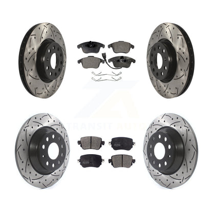 [Avant + Arrière] Kit de disque (percé rainuré revêtu) et plaquette (semi-métallique) de frein pour 2016-2018 Audi Q3 Quattro KDF-100573