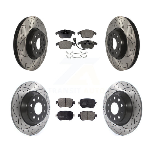 [Avant + Arrière] Kit de disque (percé rainuré revêtu) et plaquette (semi-métallique) de frein pour 2016-2018 Audi Q3 Quattro KDF-100573