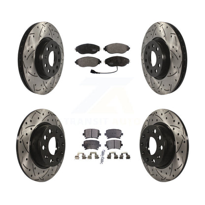 [Avant + Arrière] Kit de disque (percé rainuré revêtu) et plaquette (semi-métallique) de frein pour 2015 Volkswagen GTI avec Performance Package KDF-100574