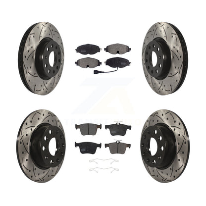 [Avant + Arrière] Kit de disque (percé rainuré revêtu) et plaquette (semi-métallique) de frein pour Audi A3 Quattro Sportback e-tron Volkswagen Taos KDF-100575