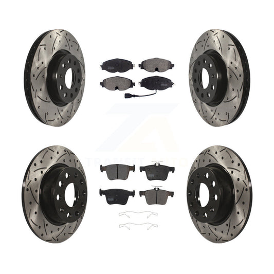 [Avant + Arrière] Kit de disque (percé rainuré revêtu) et plaquette (semi-métallique) de frein pour Audi A3 Quattro Sportback e-tron Volkswagen Taos KDF-100575