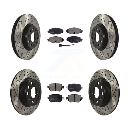 [Avant + Arrière] Kit de disque (percé rainuré revêtu) et plaquette (semi-métallique) de frein pour Volkswagen GTI Golf Alltrack Passat KDF-100576