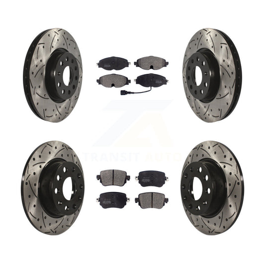 [Avant + Arrière] Kit de disque (percé rainuré revêtu) et plaquette (semi-métallique) de frein pour Volkswagen GTI Golf Alltrack Passat KDF-100576