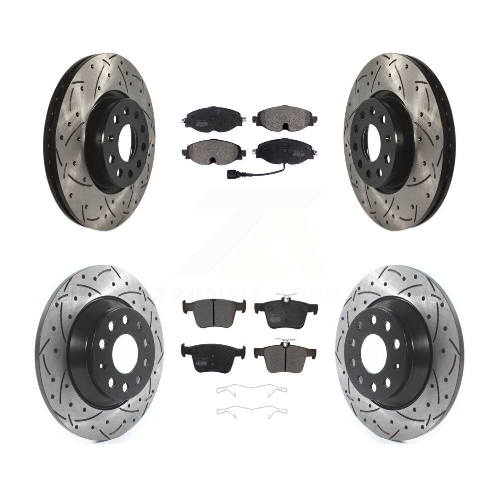 [Avant + Arrière] Kit de disque (percé rainuré revêtu) et plaquette (semi-métallique) de frein pour Audi TT Quattro KDF-100577
