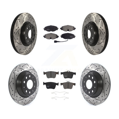 [Avant + Arrière] Kit de disque (percé rainuré revêtu) et plaquette (semi-métallique) de frein pour Audi TT Quattro KDF-100577