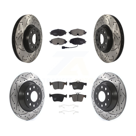 [Avant + Arrière] Kit de disque (percé rainuré revêtu) et plaquette (semi-métallique) de frein pour Audi TT Quattro KDF-100577