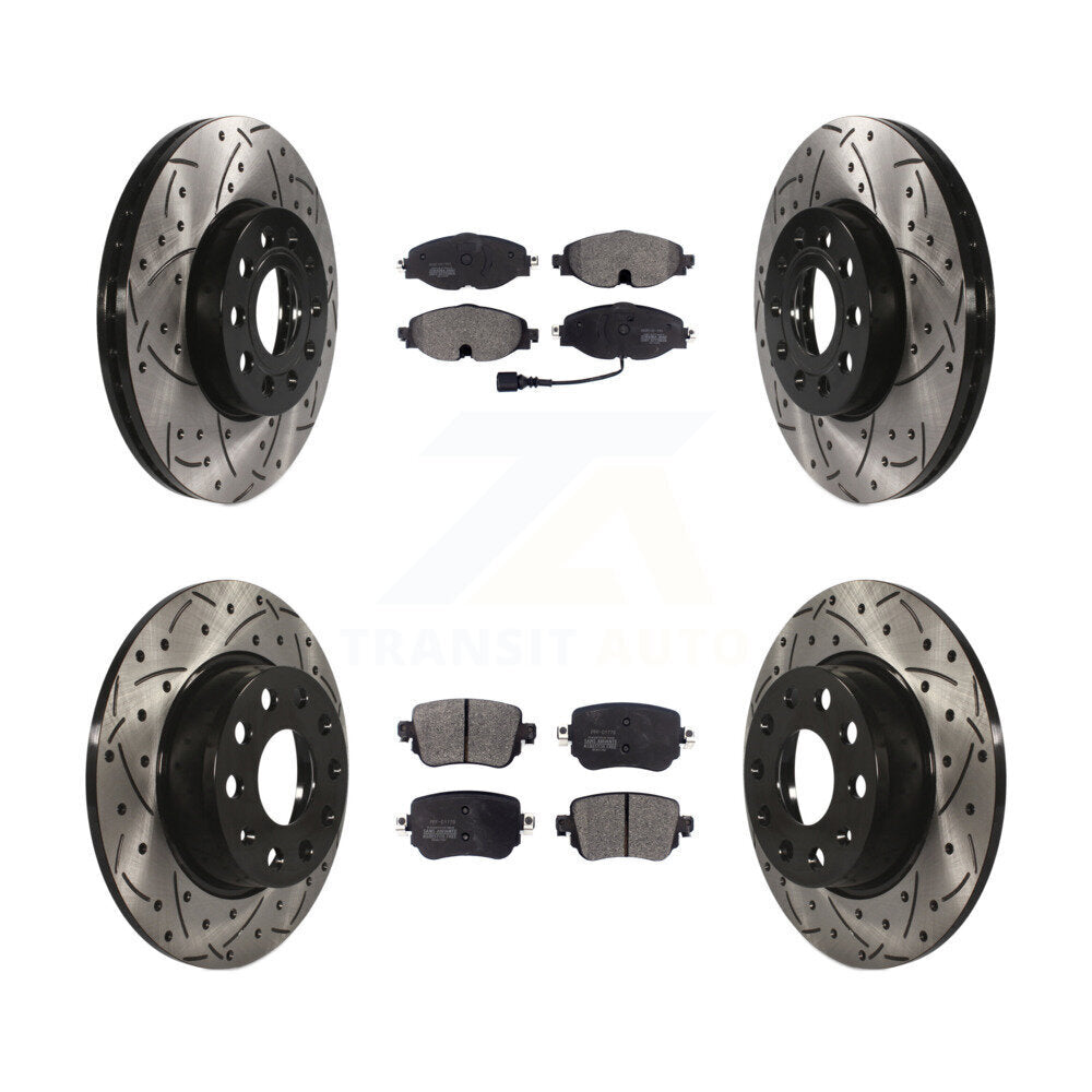 [Avant + Arrière] Kit de disque (percé rainuré revêtu) et plaquette (semi-métallique) de frein pour Volkswagen Golf SportWagen KDF-100579